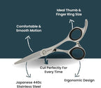 Hair Cutting Scissor – 5.5" 440C Japan Stainless Steel with Sword Blade and Ball Bearing Tension Screw – Grooming Tool for Men and Women