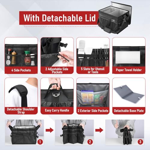 Grill Caddy with Lid (Black-with lid)