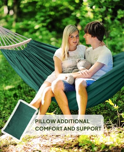 Cotton Blended Hammock for Stand 9.8ft x 4.9ft Holds Up to 660lbs (Dark Green / 300x150cm)