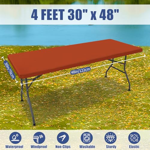 2 Pack Rectangle Spandex Fitted Table Cloth (Rust / 48" x 30" (Rectangular))