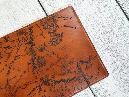 Handmade genuine Leather Wallet Map engrave (Leather)
