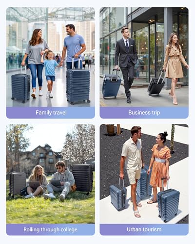 Luggage Sets 3 Pcs Suitcase with Wheels (Gray / 3-Piece Set-20 Inch/24 Inch/28 Inch)