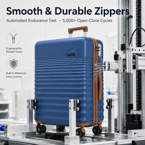 Carry On Luggage 22x14x9 Airline Approved Suitcase with Wheels (Dark Blue / 3 Piece Sets (20/BP/TB))