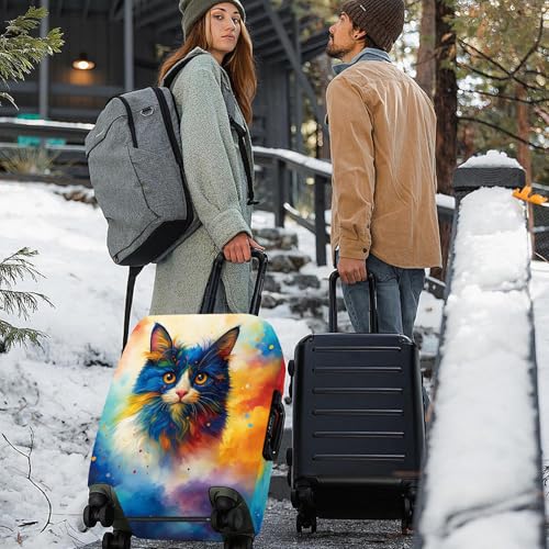 Colorful Cat Luggage Cover (#30 / M(fits 24-26Inch suitcase))