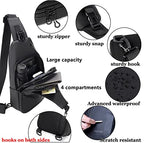 Waterproof Sling Bags Mens Shoulder Crossbody Backpack with USB Charging Port& Headphone (A-black)