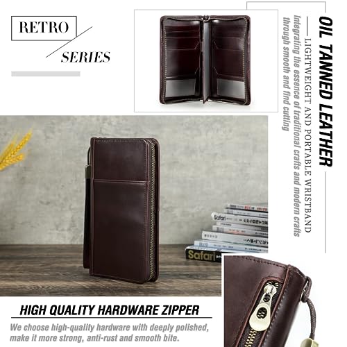 Top Grain Leather Travel Passport Wallet Holder for Man & Woman (For 4 Passports-Zipper Style / Classic-Glossy Blue)