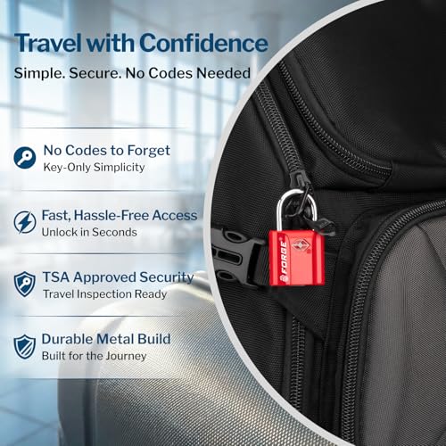 1''x1'' TSA Approved Luggage Locks (Red 2 Pack)