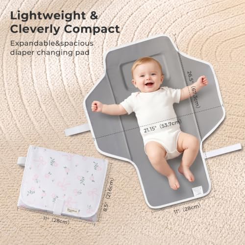 Portable Changing Pad (White-Flowers)