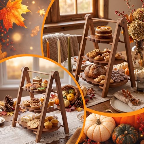 3 Tier Pumpkin Serving Trays Wooden Shaped Pumpkin Platters 12'' 10'' 8'' Charcuterie Plate Board Reusable Party Serving Plate for Halloween Fall Party Decoration (Pumpkin)
