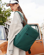 15.6 inch PU Leather Laptop Backpack Purse for Women (Retro Green)