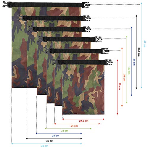 6 Pcs 6 12 Pcs Waterproof Dry Bags (Camouflage Color)