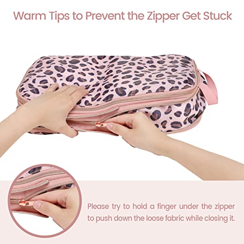 Compression Packing Cubes for Travel (10 Leopard Print Rose Gold / 6-Piece Set)
