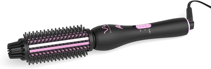 VAV 3 in 1 Styling Tool Curling Iron & Hair Straightener Brush 2 Heat Settings Anti-Scald Ceramic Heated Hair Styling Brush for Natural Straight