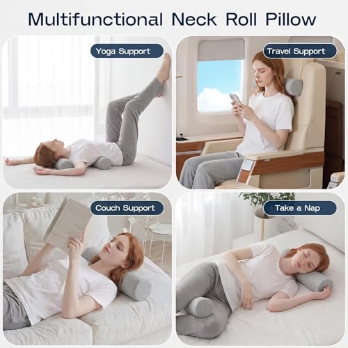 Neck Roll Pillow (Grey / Small - 4.1" H)