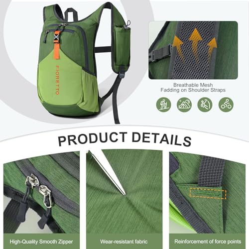 15L Hiking Backpack for Men Women Lightweight Foldable Small Daypack for Travel Camping Outdoor (Green / 15l)