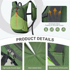 15L Hiking Backpack for Men Women Lightweight Foldable Small Daypack for Travel Camping Outdoor (Green / 15l)