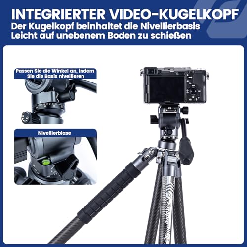 64" Video Camera Tripod with Fluid Head for Smooth Panning (X-Aircross 3 Lite Video Grey)