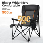 Heavy Duty 550LBS Padded Camping Chairs with Lumbar Support (Black / 1PC)