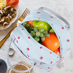 Lunch Bag for Women Men Cute Corduroy Lunch Tote Bags Reusable Insulated Lunch Box Large Capacity Reusable Insulated Cooler for Work Picnic or Travel (Blue Strawberry / 10L)