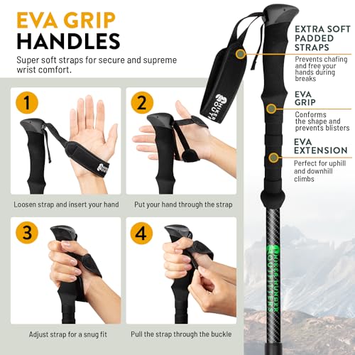 100% Carbon Fiber Trekking Poles by USA Brand (EVA Foam - Teal)