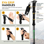 100% Carbon Fiber Trekking Poles by USA Brand (EVA Foam - Teal)