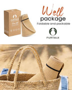 Womens Sun Hat with Ponytail Hole Wide Brim Beach Straw Visor Khaki (Medium / Khaki)
