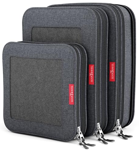 Premium Compression Packing Cubes for Travel (Black / 3 pack)