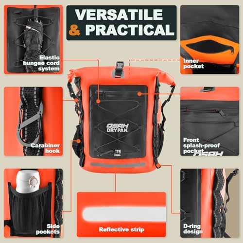 Waterproof Backpack Dry Bag 25L (Orange / 25L)