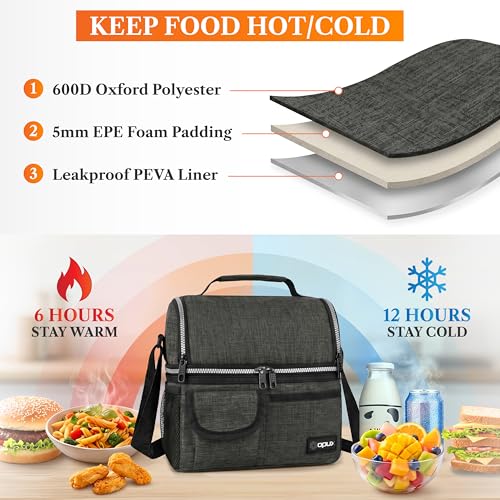 Insulated Lunch Bag Women Men (Heather Charcoal)