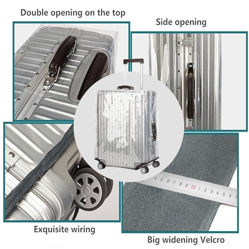 24 Inch Waterproof Clear Suitcase Cover (Gray Trim-0.4mm / 24" Suitcase Cover.)