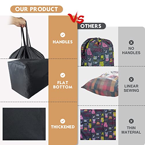 Washable Travel Laundry Bag with Handles and Drawstring (Grey and Black (1 Pack) / Large)