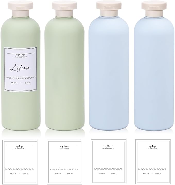 13.5 oz Plastic Travel Shampoo Bottles, Refillable Flip Cap Squeeze Bottles by UMETASS