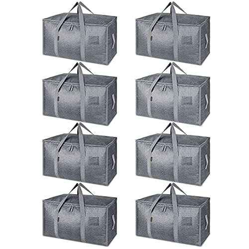 8 Pack Oversized Moving Bags with Reinforced Handles (8-Pack / Winter Gray)