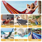 Cotton Camping Hammock Portable with Tree Straps Holds 660lbs (Rainbow)