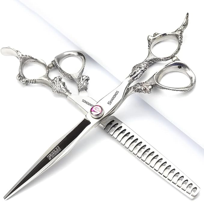 7/8-inch Personalized Scissors Salon Hairstyle Scissors Stainless Steel Hair Styling Tools (7 inch 2pc-D)