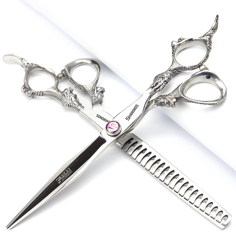 6/7/7.5/8/9-inch professional hair clipper set, stainless steel sharp hair clippers, hairdresser specific scissors (7 in-2pc-A) (7 In-2pc-a)