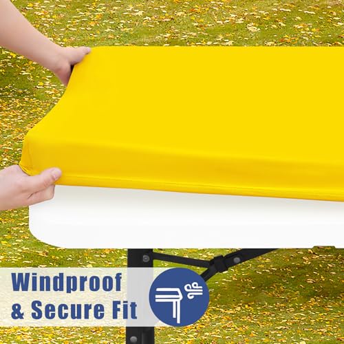 2 Pack Square Spandex Fitted Table Cloth (Yellow / 34" x 34" (Square))