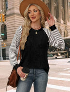 Womens Tops Long Sleeve Shirts Sweaters for Women Fall Teacher Outfits (X-Large / Black White)