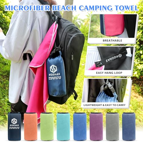 Microfiber Travel Camping Towels (Hot Pink / XXL: 72" x 32"+24" x 12")