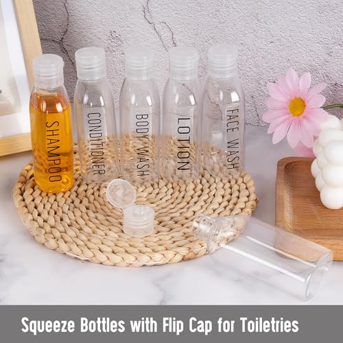 Travel Bottles for Toiletries 6 PCS 3.4oz Plastic Bottles Clear (Clear)