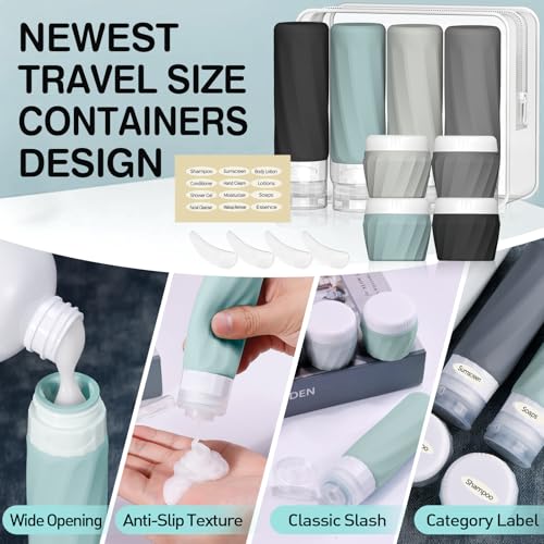 14pack Travel Bottles for Toiletries (Gray)