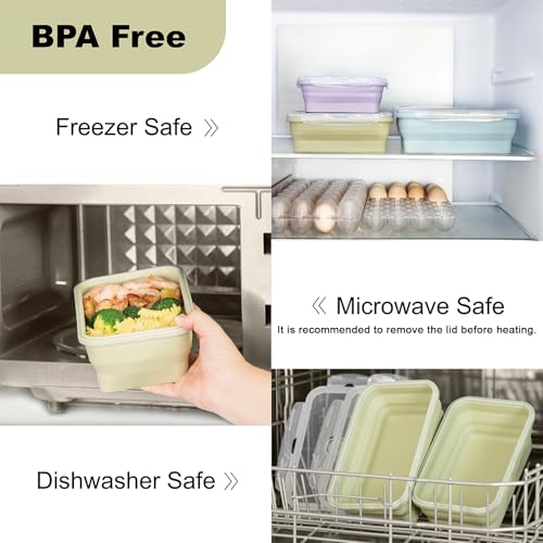 Extra Large Collapsible Silicone Food Storage Containers (2x2000Blue)