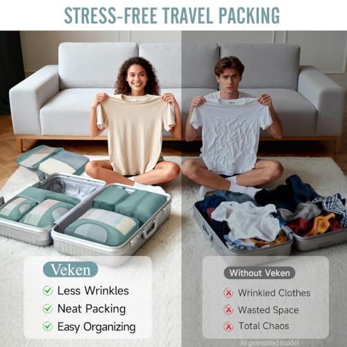 8 Set Packing Cubes for Travel Essentials (15 Blue Gray)