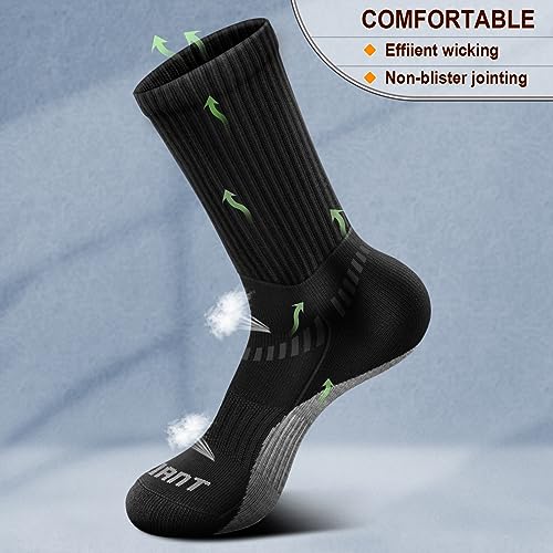 Men 6 Pack Athletic Compression Crew Socks for Running Gym Sports (7-8 / Black/White 2737)