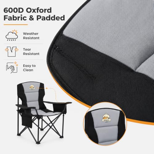 Oversized Heavy Duty Camping Chair for Adults (Black / Single Pack)