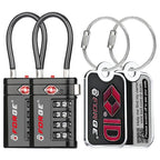 TSA Approved Luggage Locks and Lost & Found Tags (Black 2 & TSID)