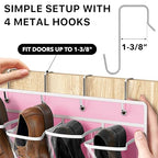 24 Pockets Large Clear Over the Door Shoe Organizer (Extra Large Pockets / Pink)