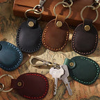 Genuine Leather AirTag Holder Compatible with Apple AirTag 2nd Gen & 1st Gen (Green)