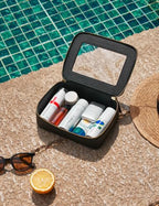 Clear Makeup Bag with Zipper (Black / Mini & Medium)