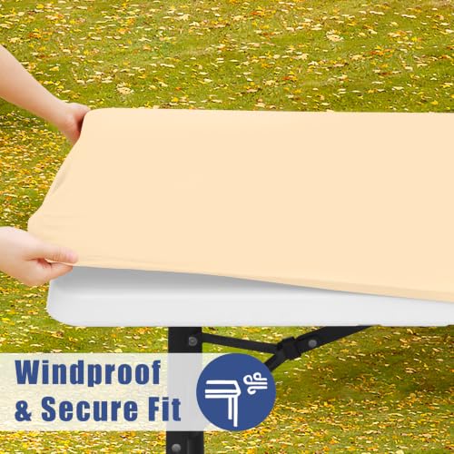 2 Pack Rectangle Spandex Fitted Table Cloth (Ivory / 60" x 30" (Rectangular))